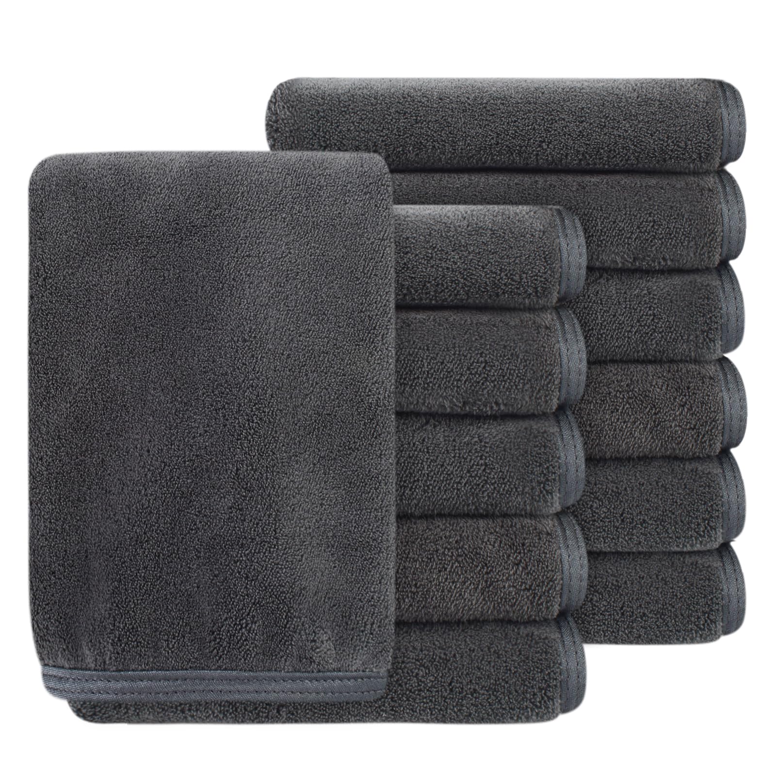 SINLAND absorbent coral velvet washcloth in 12x12 inch size for quick drying and gentle cleansing.