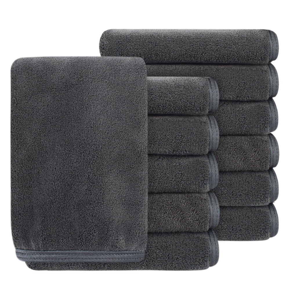 SINLAND absorbent coral velvet washcloth in 12x12 inch size for quick drying and gentle cleansing.