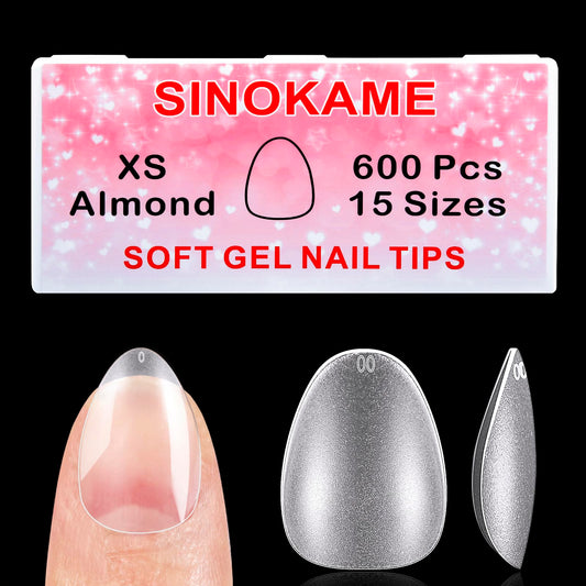 SINOKAME extra short almond tips packaging shown for quick, ready-to-use extensions.
