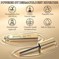 SINPIN formula with biotin, panthenol and peptides nourishing lashes.
