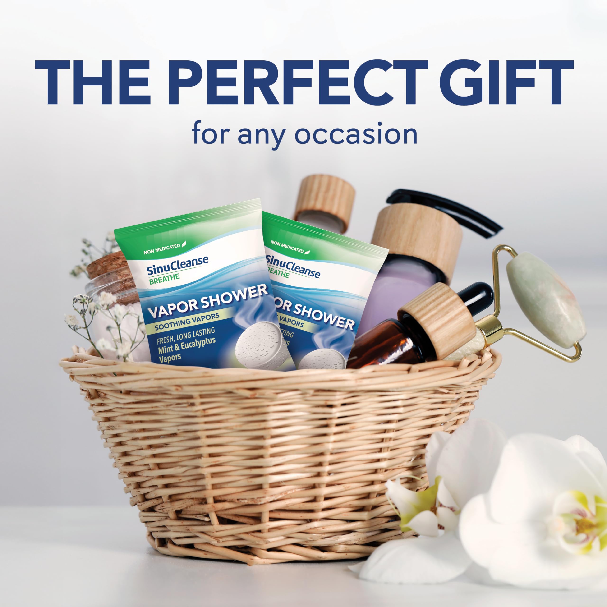 Gift ready SinuCleanse vapor shower tablets on display for gifting