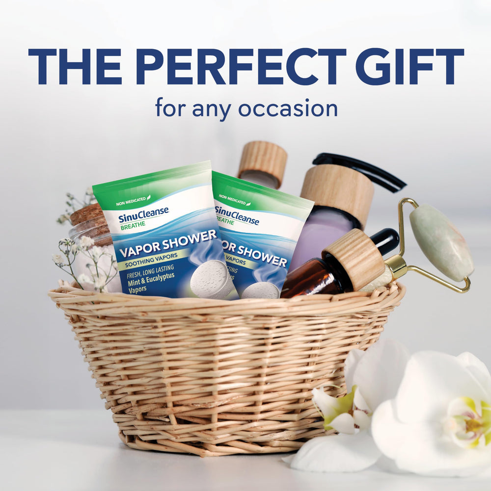 Gift ready SinuCleanse vapor shower tablets on display for gifting