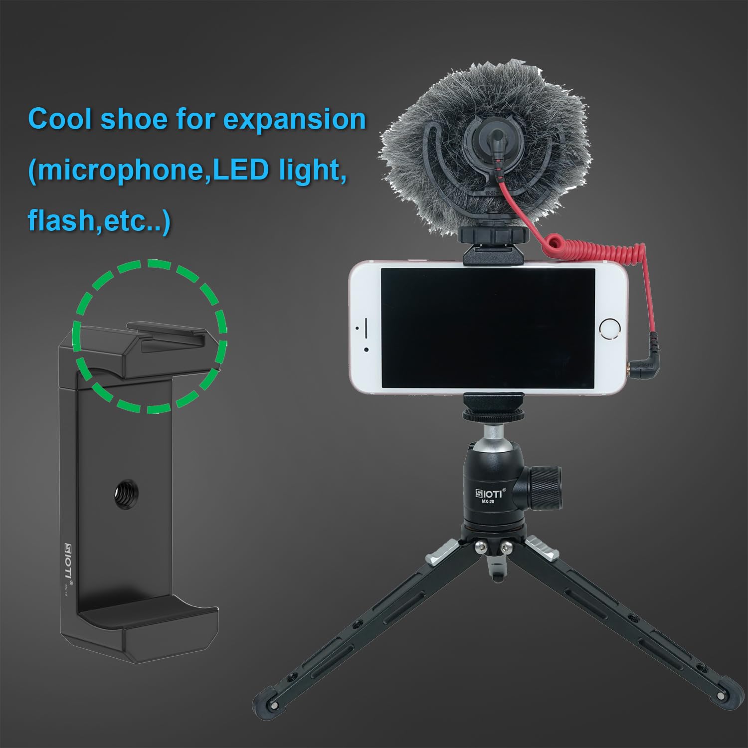SIOTI side profile showing 1/4-inch threaded mount for tripod compatibility