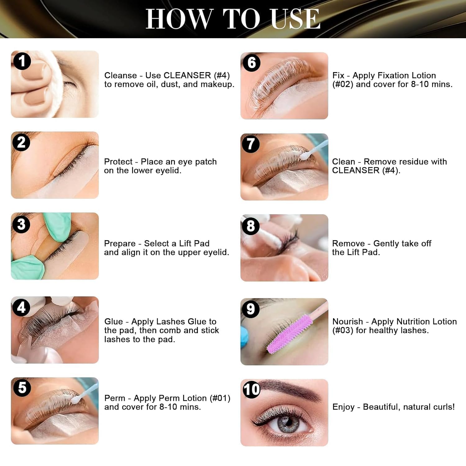 Siripine Eyelash Lift Kit lash glue included for secure DIY lash lamination.