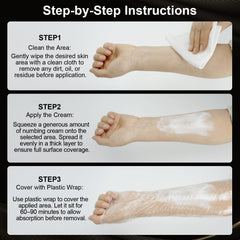 Siripine Numbing Cream texture demonstrates quick absorption and a soft, non-greasy finish.