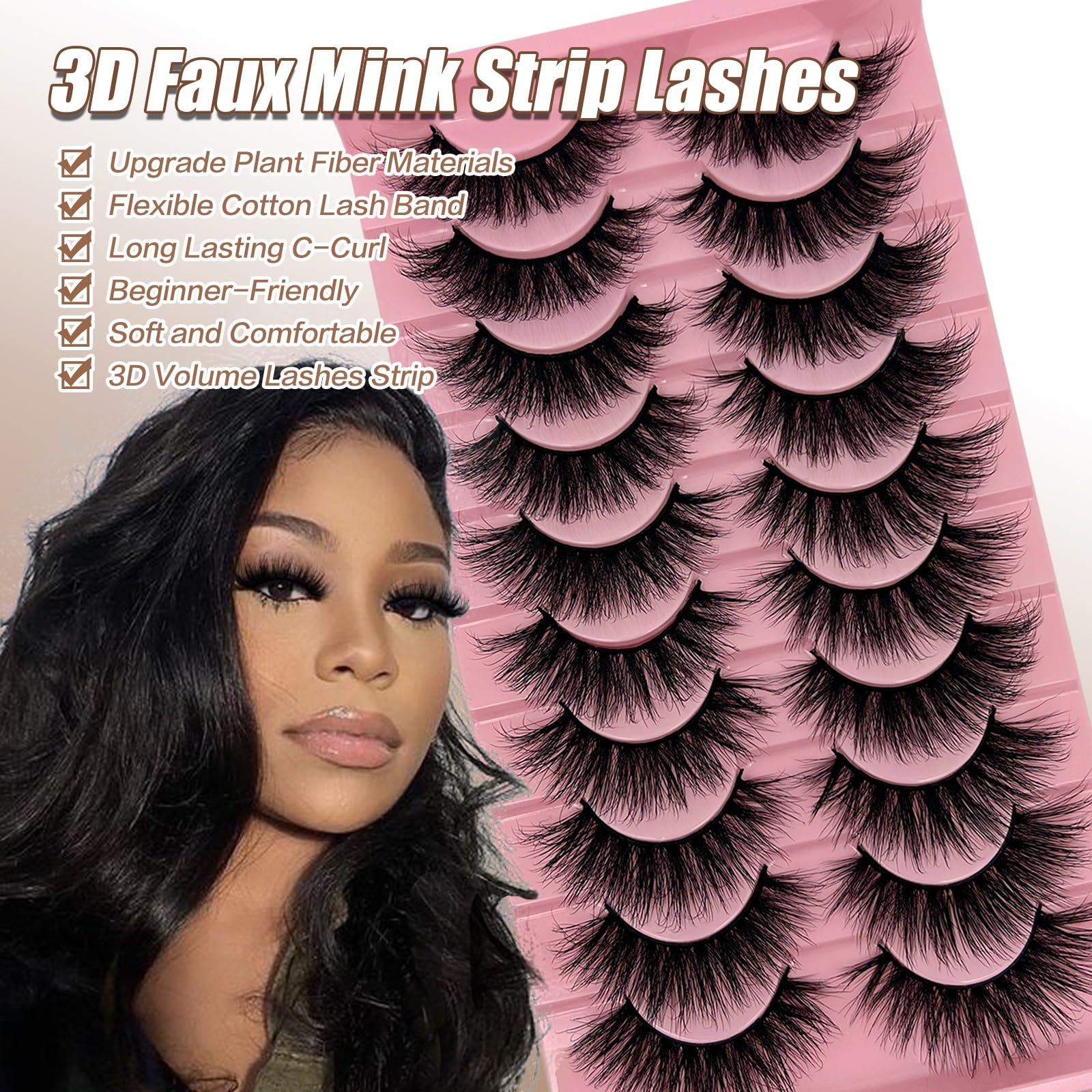 SISIYDY faux mink lashes on a soft cotton band for all-day comfort.