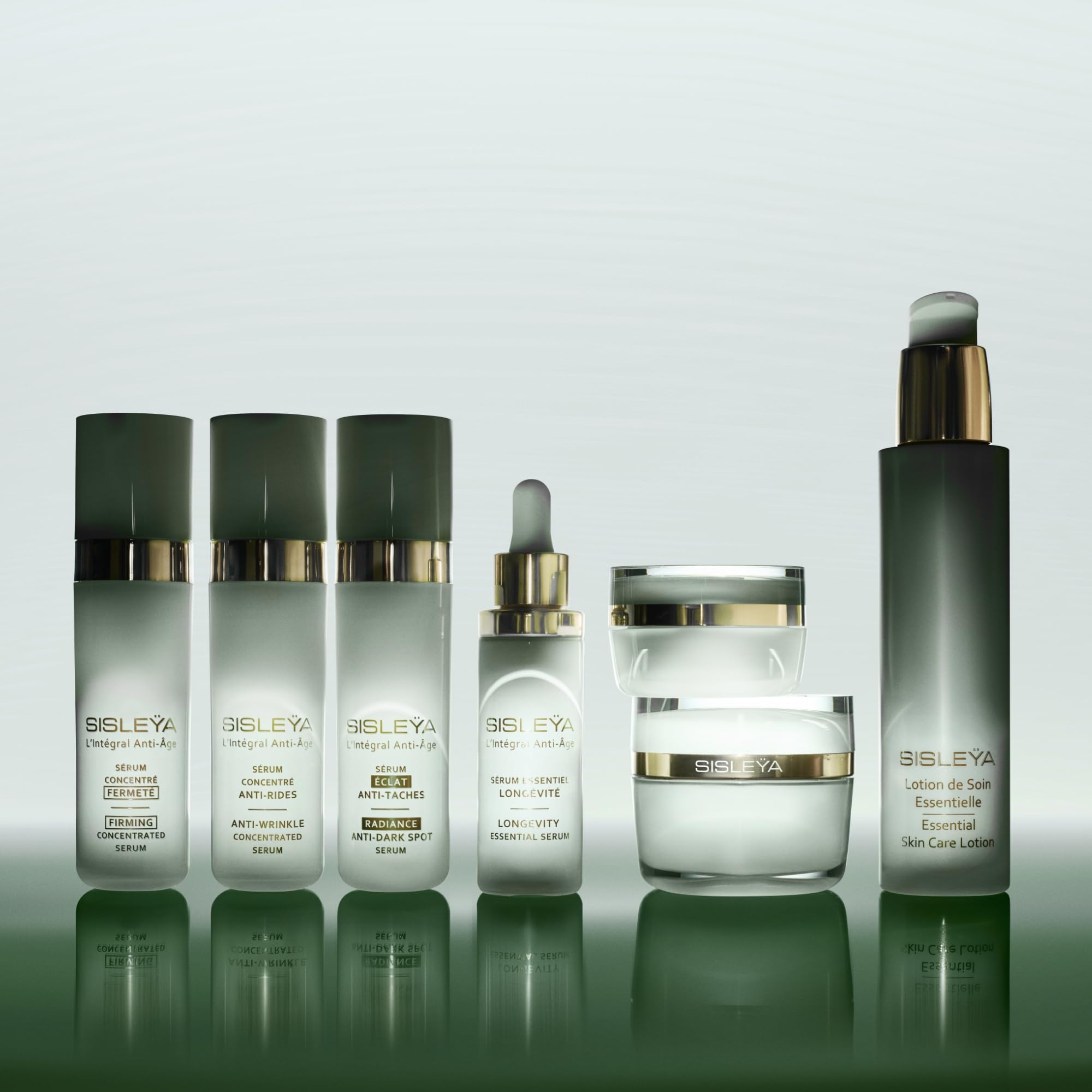 Sisley Paris Sisleya L'Integral Serum close-up of product ritual and luxury feel.
