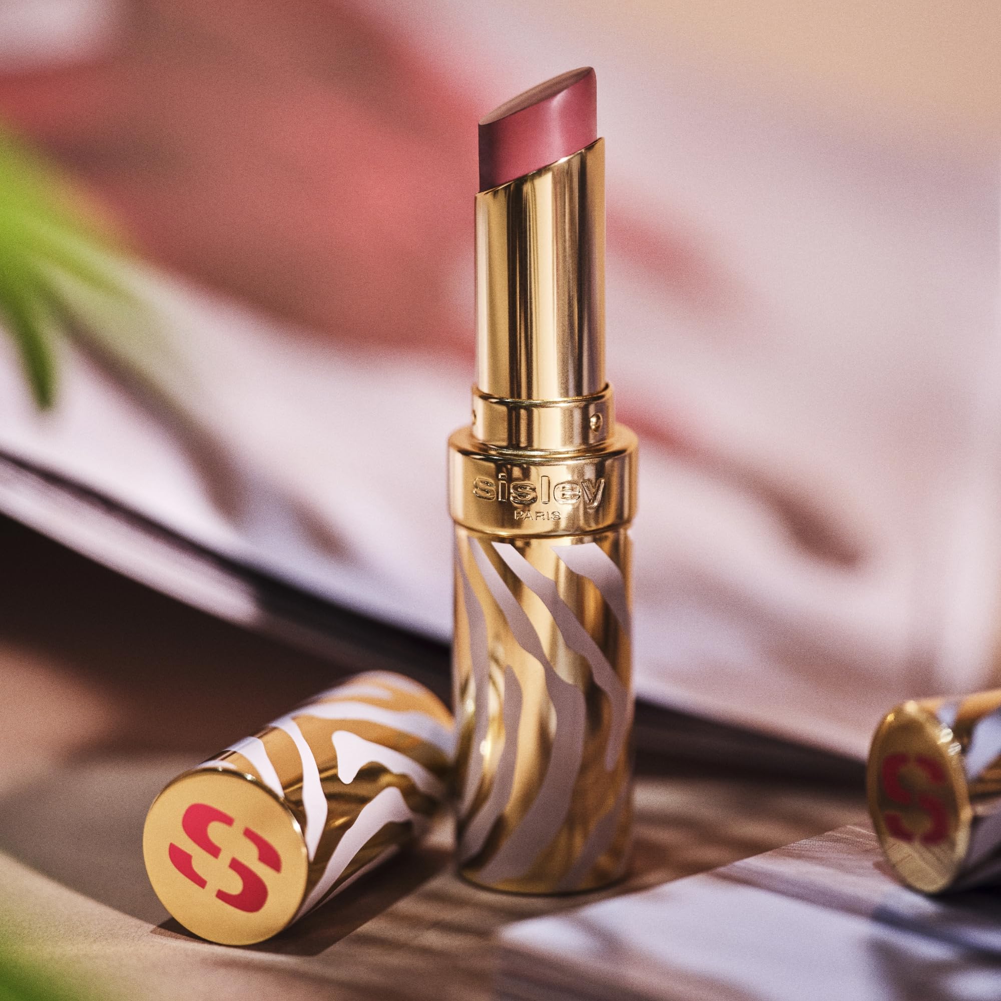 Applying Sisley Phyto-Rouge Shine with brush for precise color and shine