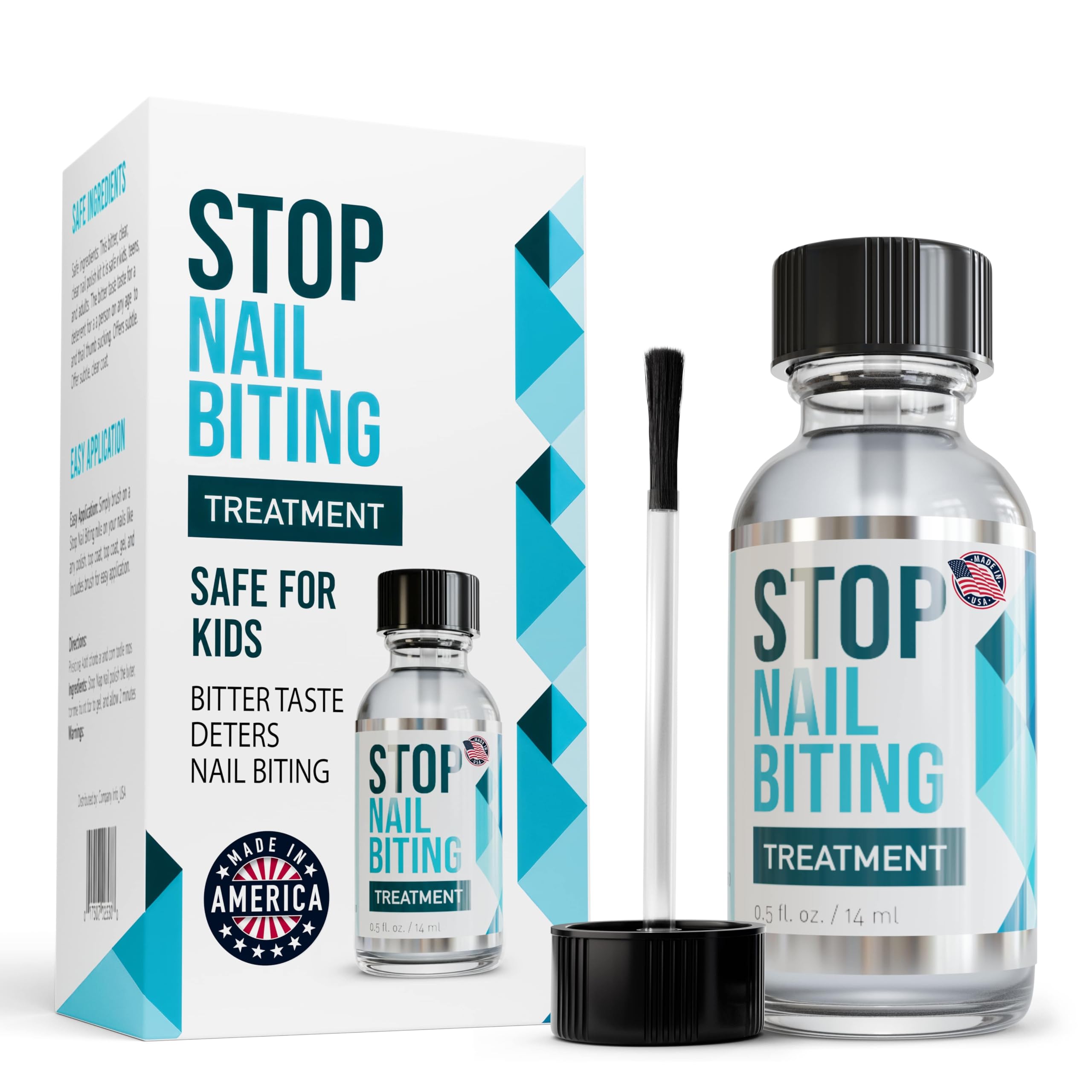 SISQUOC Stop Nail Biting clear polish bottle and brush; deterrent for nail biting.