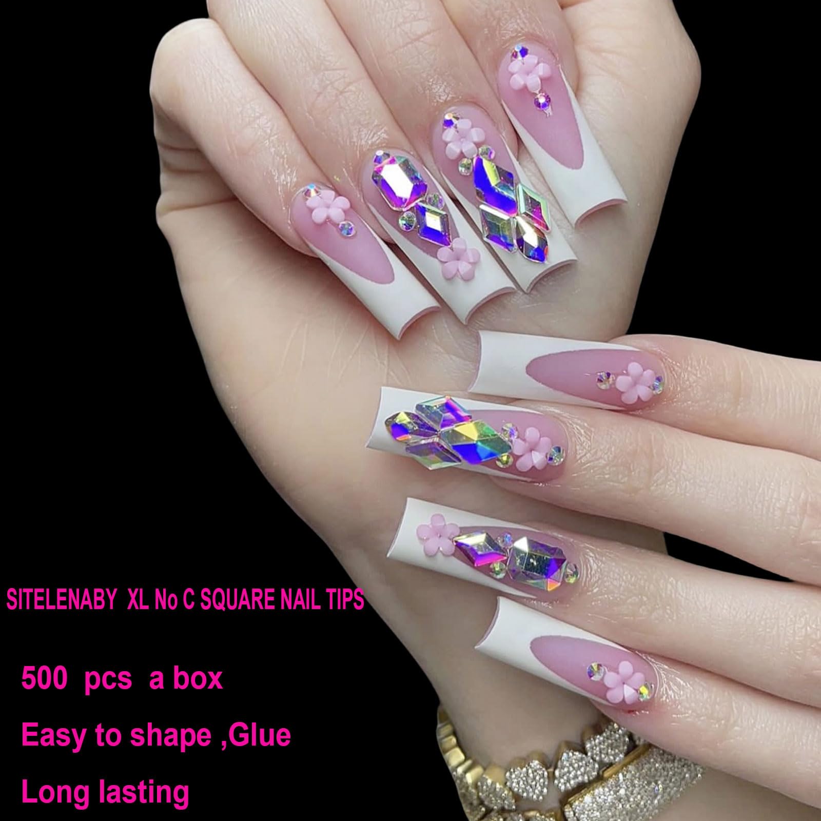 SITELENABY elegant square tips suited for classic and modern nail art styles.