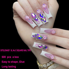 SITELENABY elegant square tips suited for classic and modern nail art styles.
