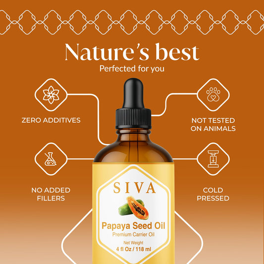 SIVA Papaya Seed Oil dropper, precise application for scalp massage.