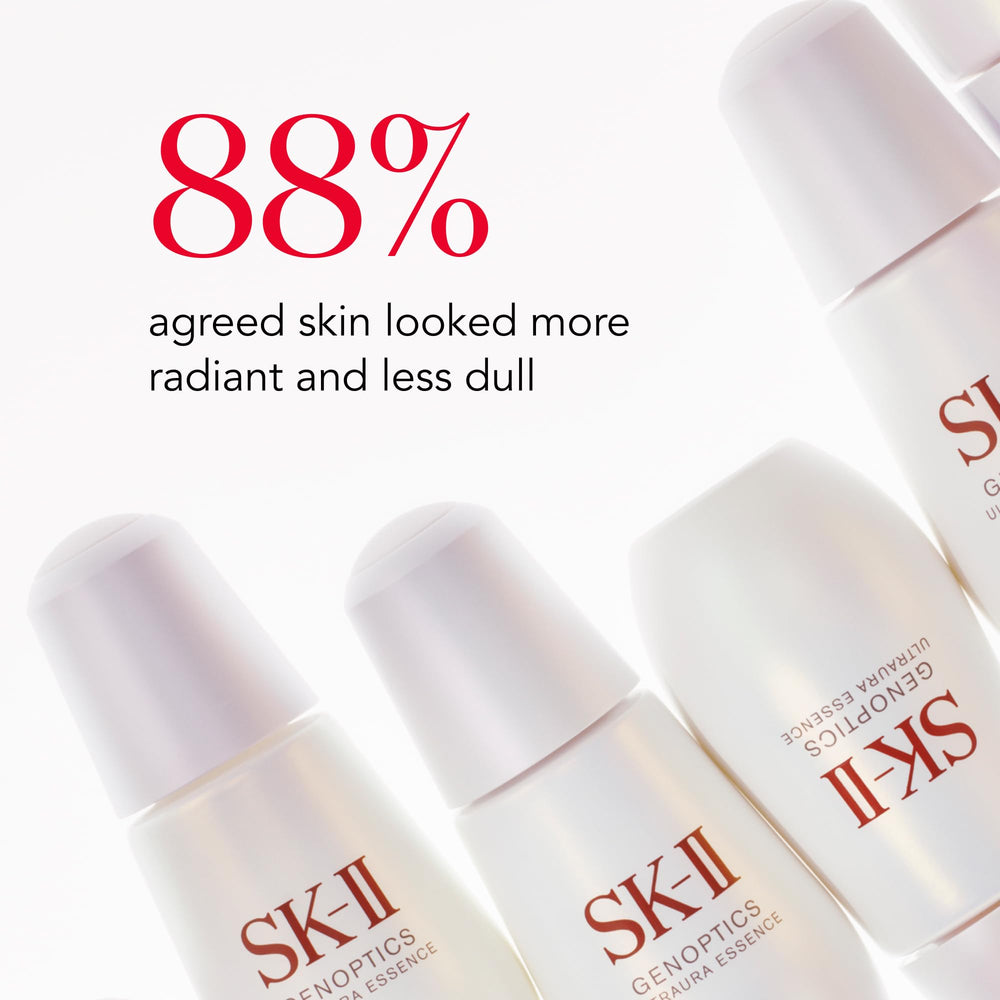 SK-II GenOptics Essence application palm shows targeted use on sun-prone areas.