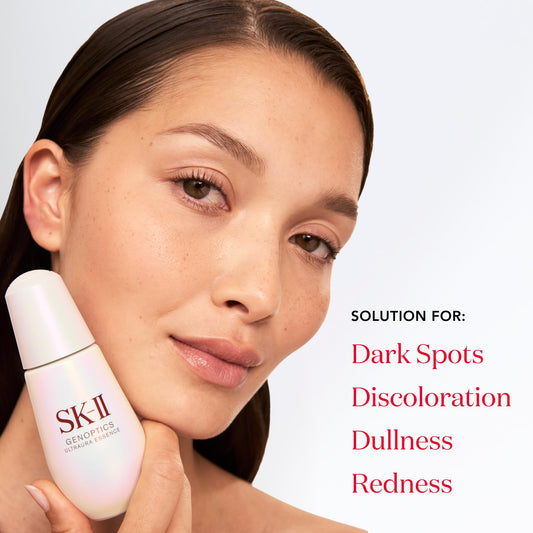 SK-II GenOptics Essence serum swirl demonstrates even texture and brightening potential.