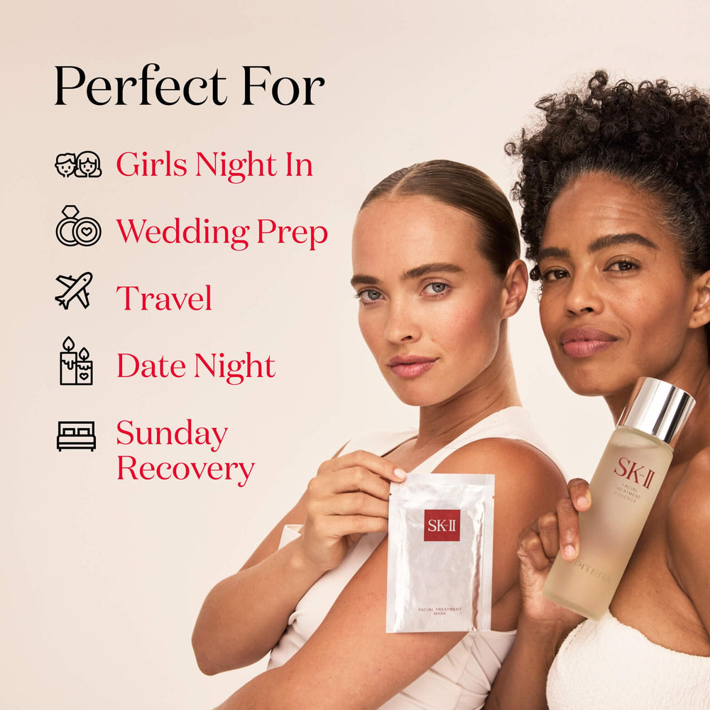 SK-II Glow Up Duo skin texture closeup shows smooth finish.