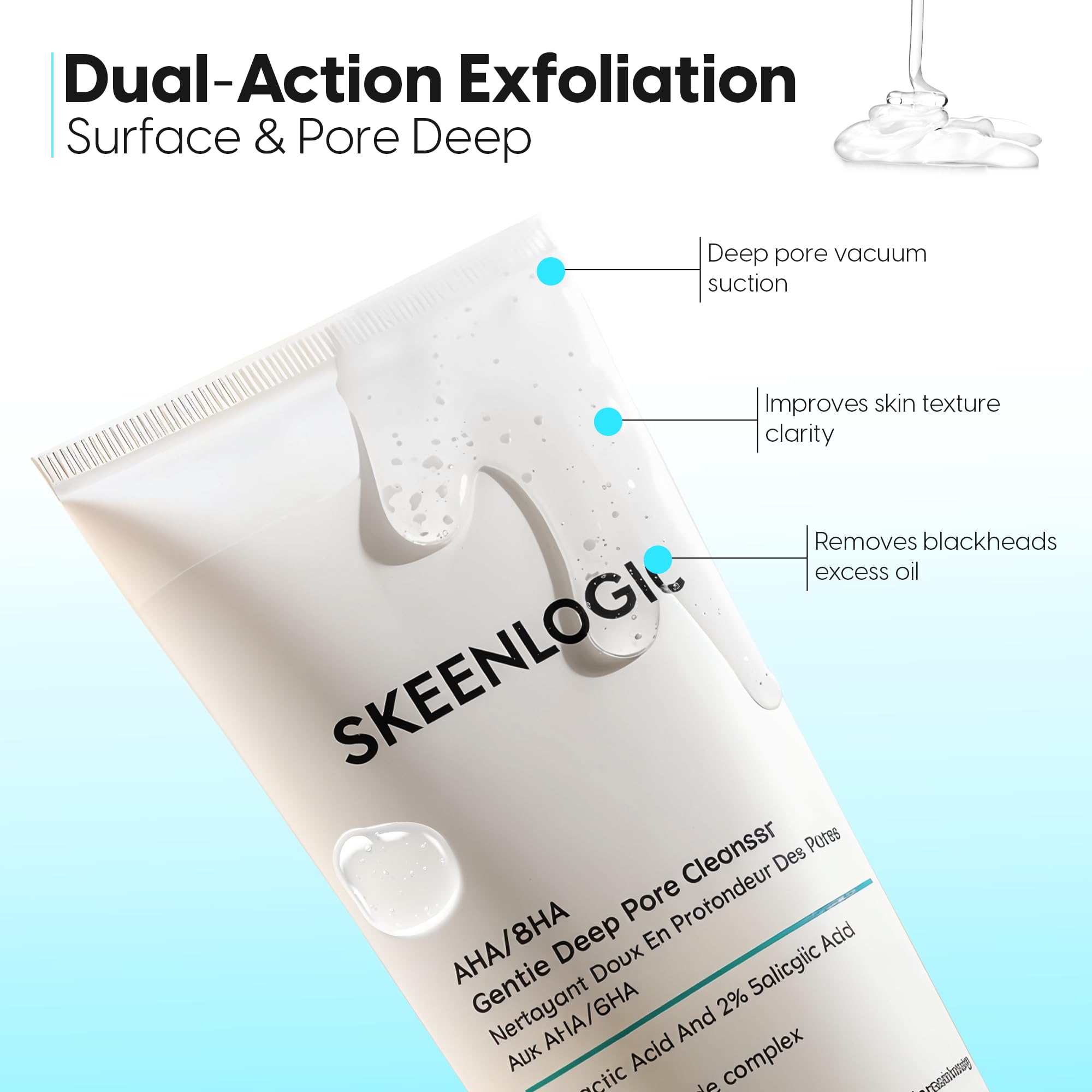 Skeenlogic back and arm use illustrating multi-zone cleansing.