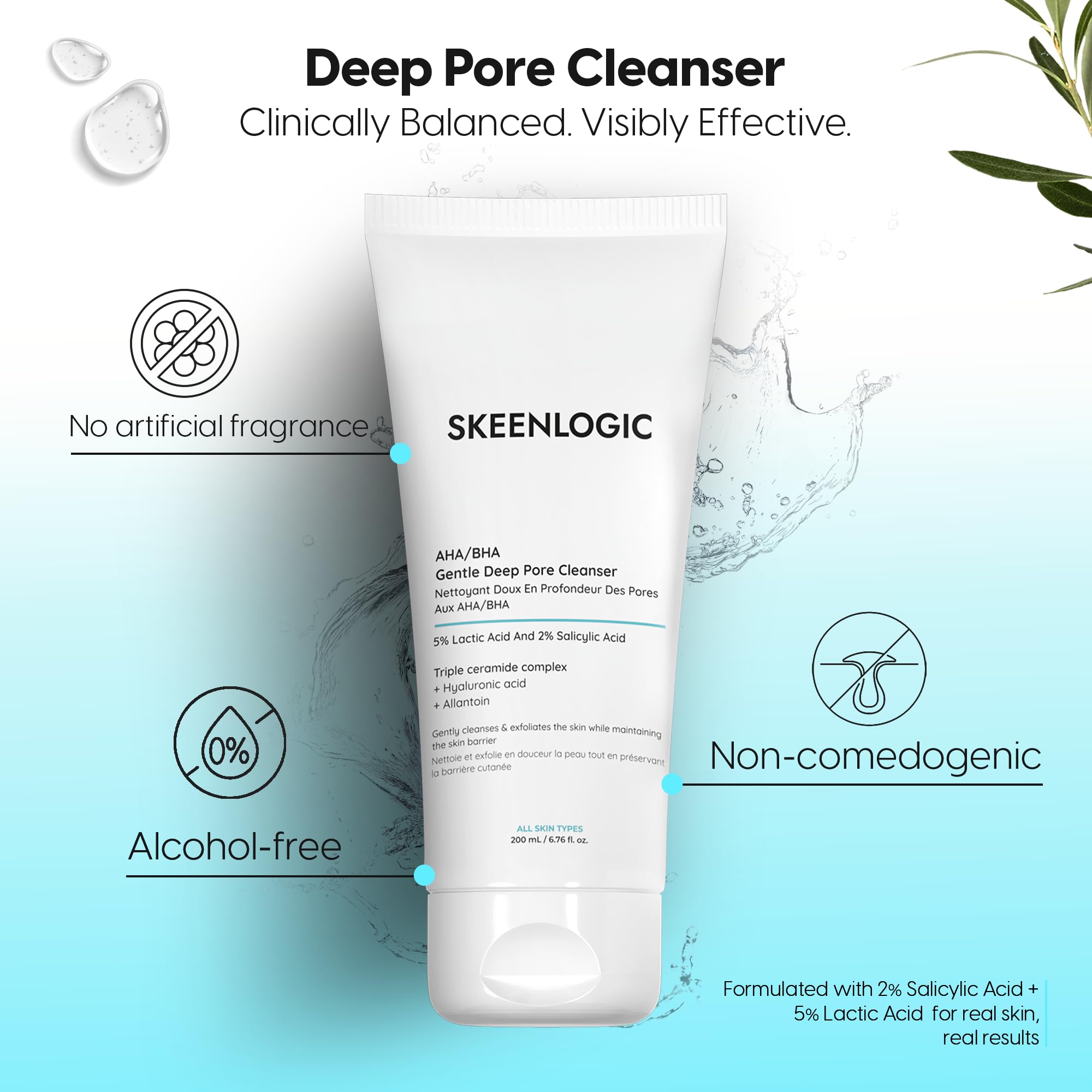 Skeenlogic fragrance-free label indicating suitable for sensitive skin.