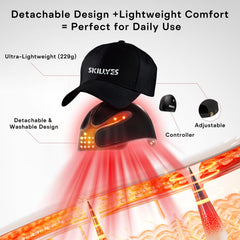 SKILLYES Cap worn on head provides convenient scalp therapy while you work.