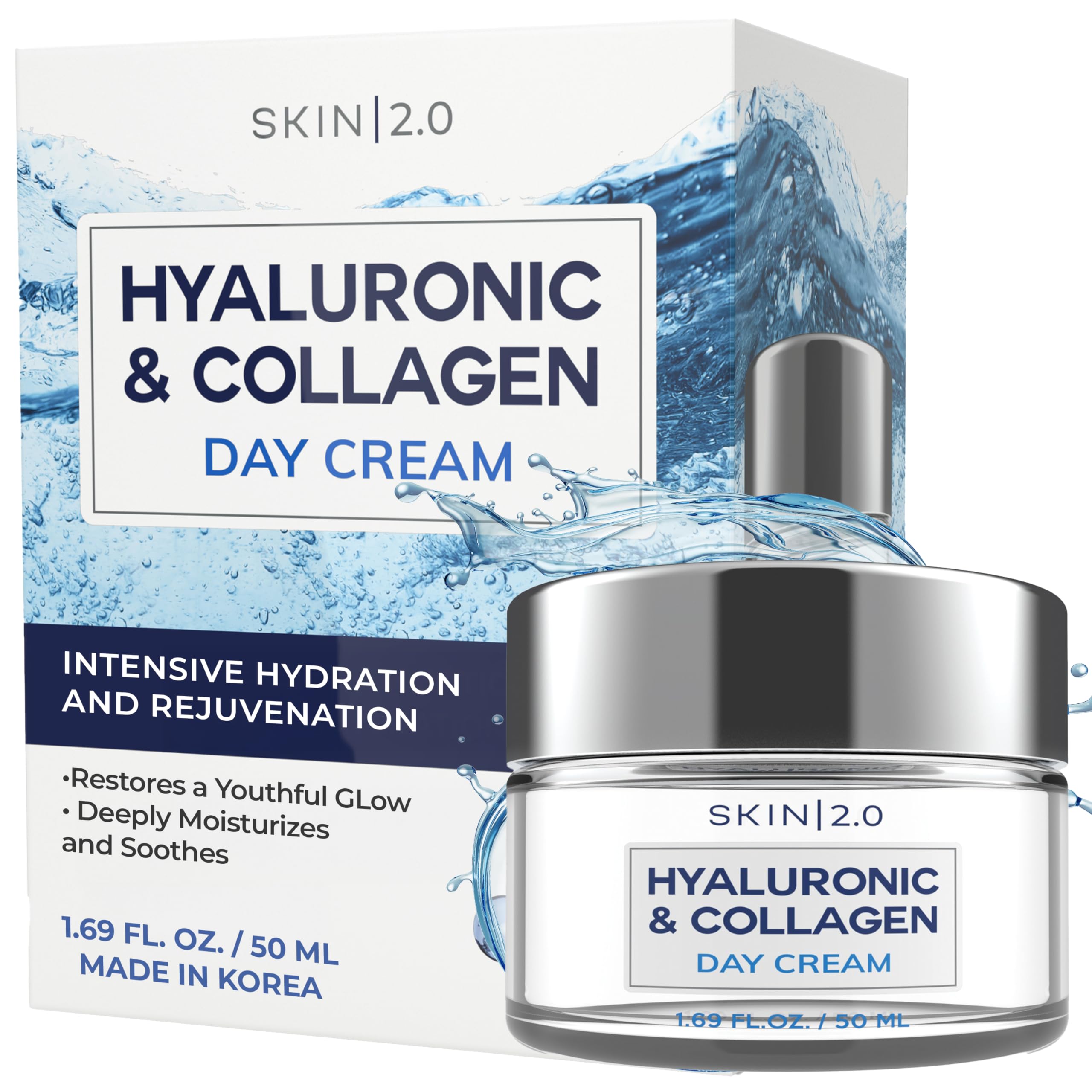 Skin 2.0 moisturizer bottle with pump for easy daily hydration.