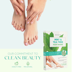 Skin 2.0 Tea Tree & Mint mask closeup showing dual-action formula.