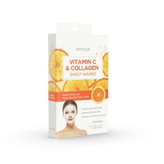 Skin 2.0 Vitamin C & Collagen Sheet Mask for all skin types brightens and hydrates.