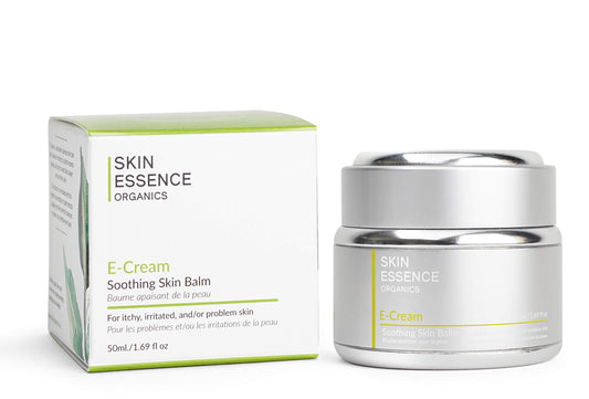 Skin Essence Organics E-Cream soothing balm in jar for calm, nourished skin