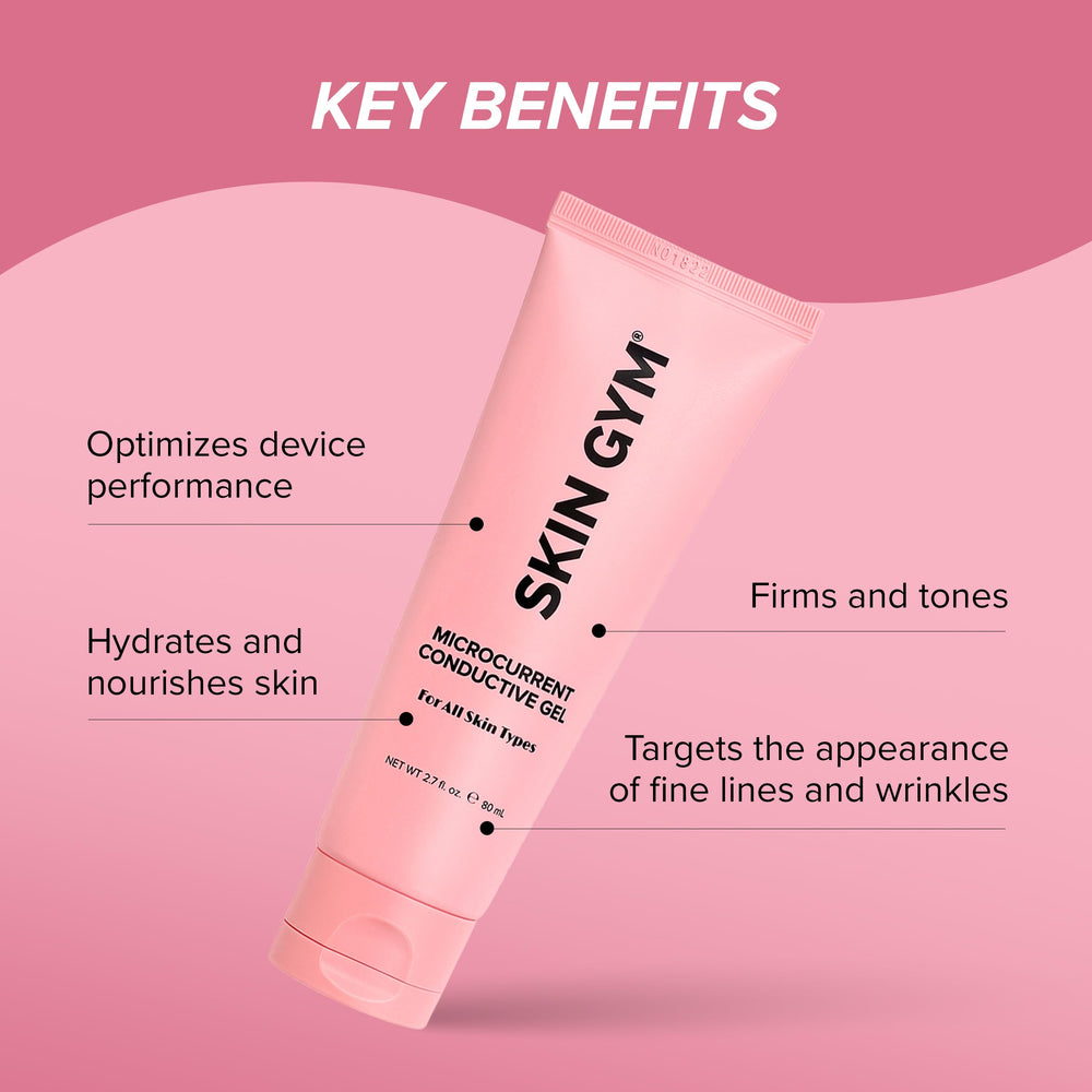 Skin Gym conductive gel for face application, demonstrating smooth glide