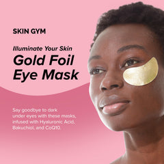 Close up of gold foil eye mask highlighting premium patch texture