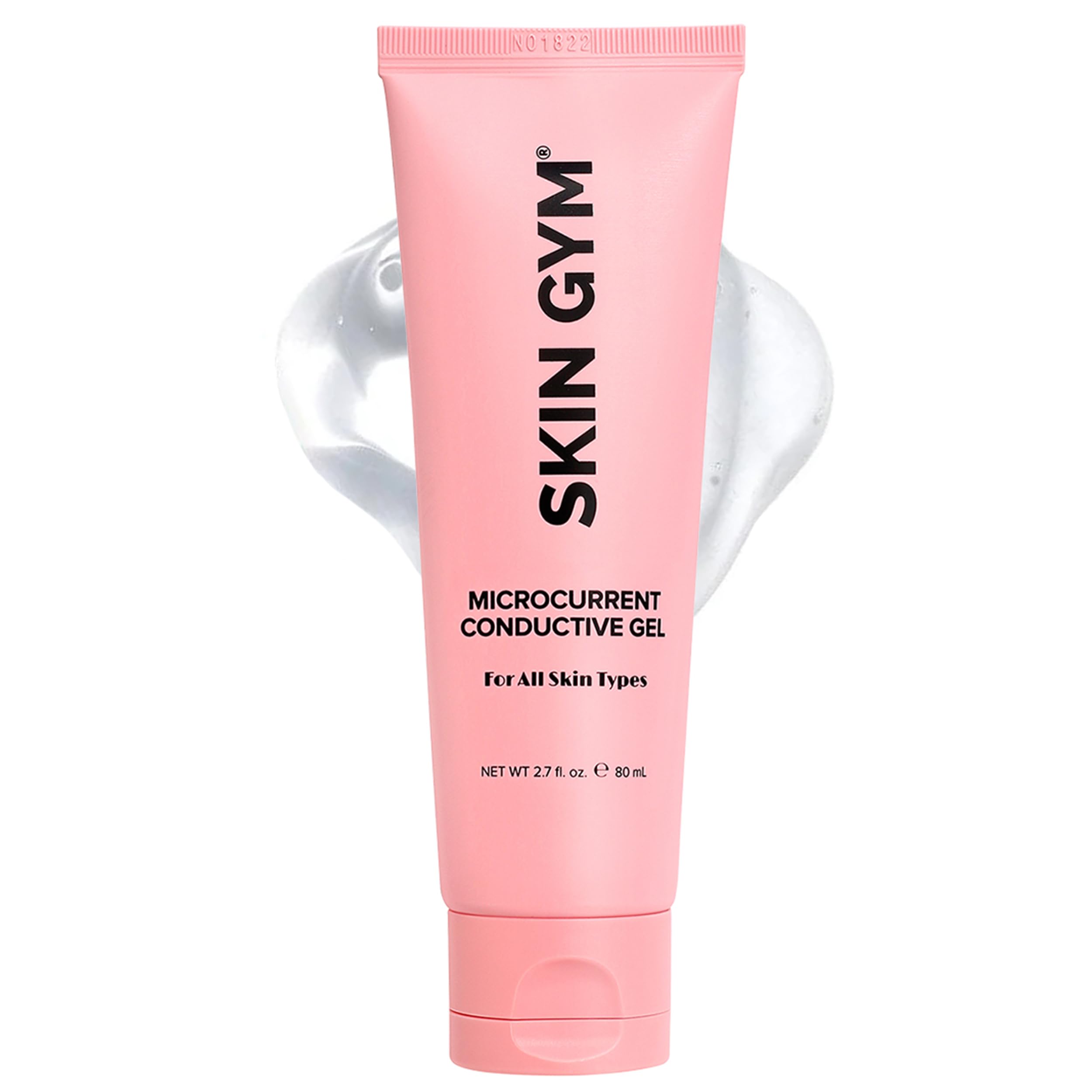 Skin Gym microcurrent gel bottle close-up, highlighting hydration and ease of use