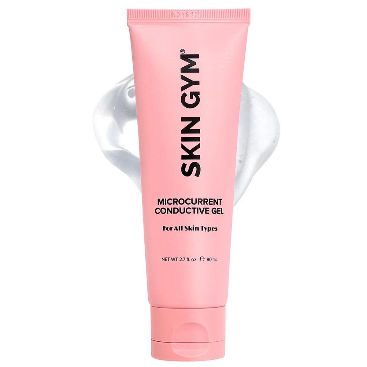 Skin Gym microcurrent gel bottle close-up, highlighting hydration and ease of use