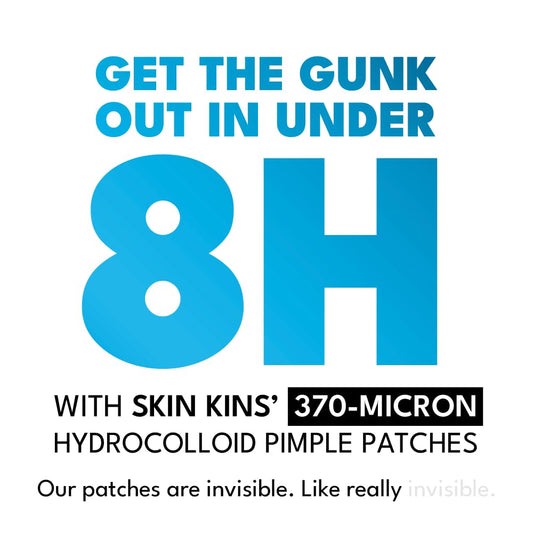 Closeup of SKIN KINS patches showing the 0.37mm ultra-thin profile.