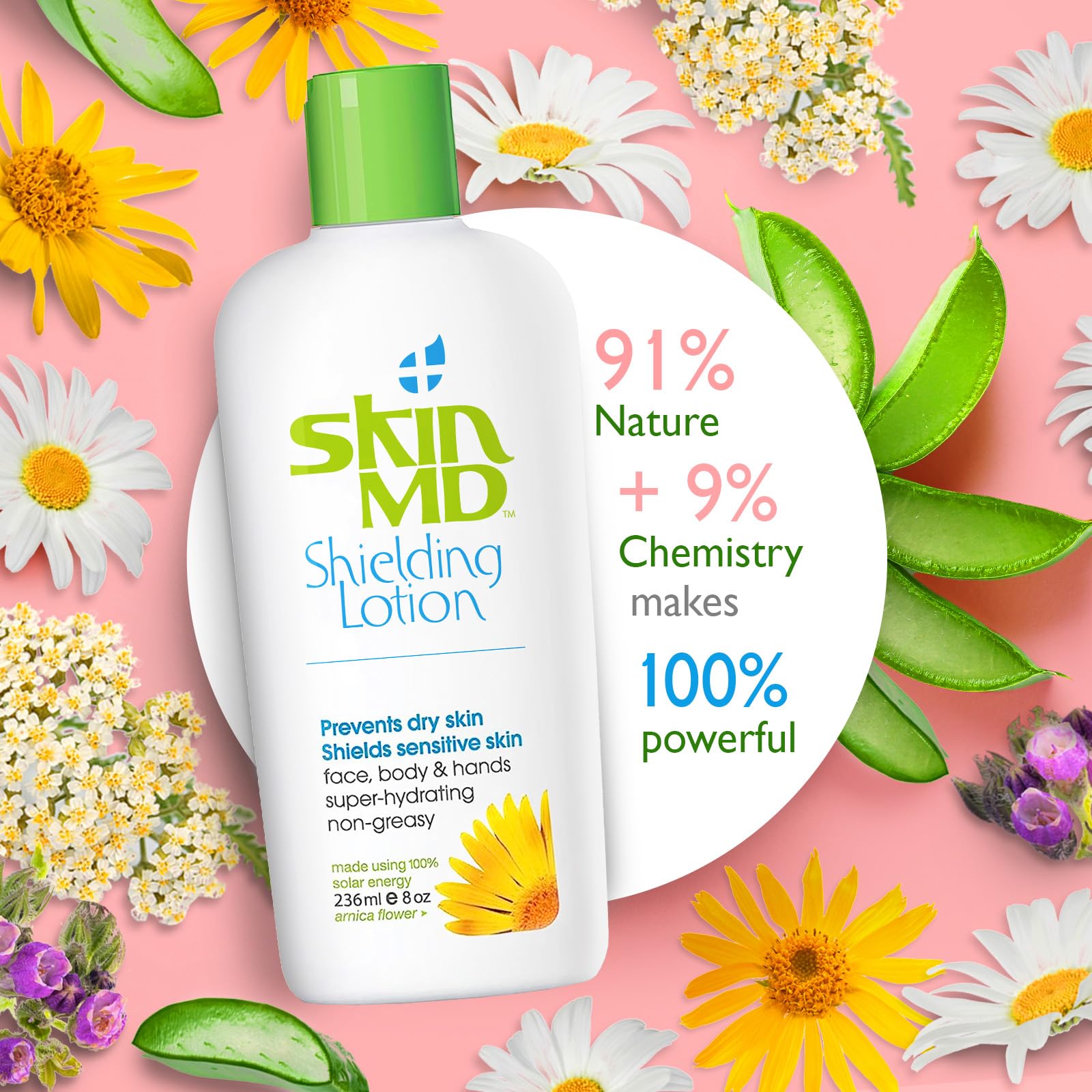 Skin MD Shielding cream texture closeup highlights quick absorption.