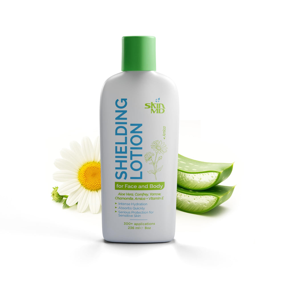 Skin MD Shielding face bottle provides gentle hydration for sensitive skin.