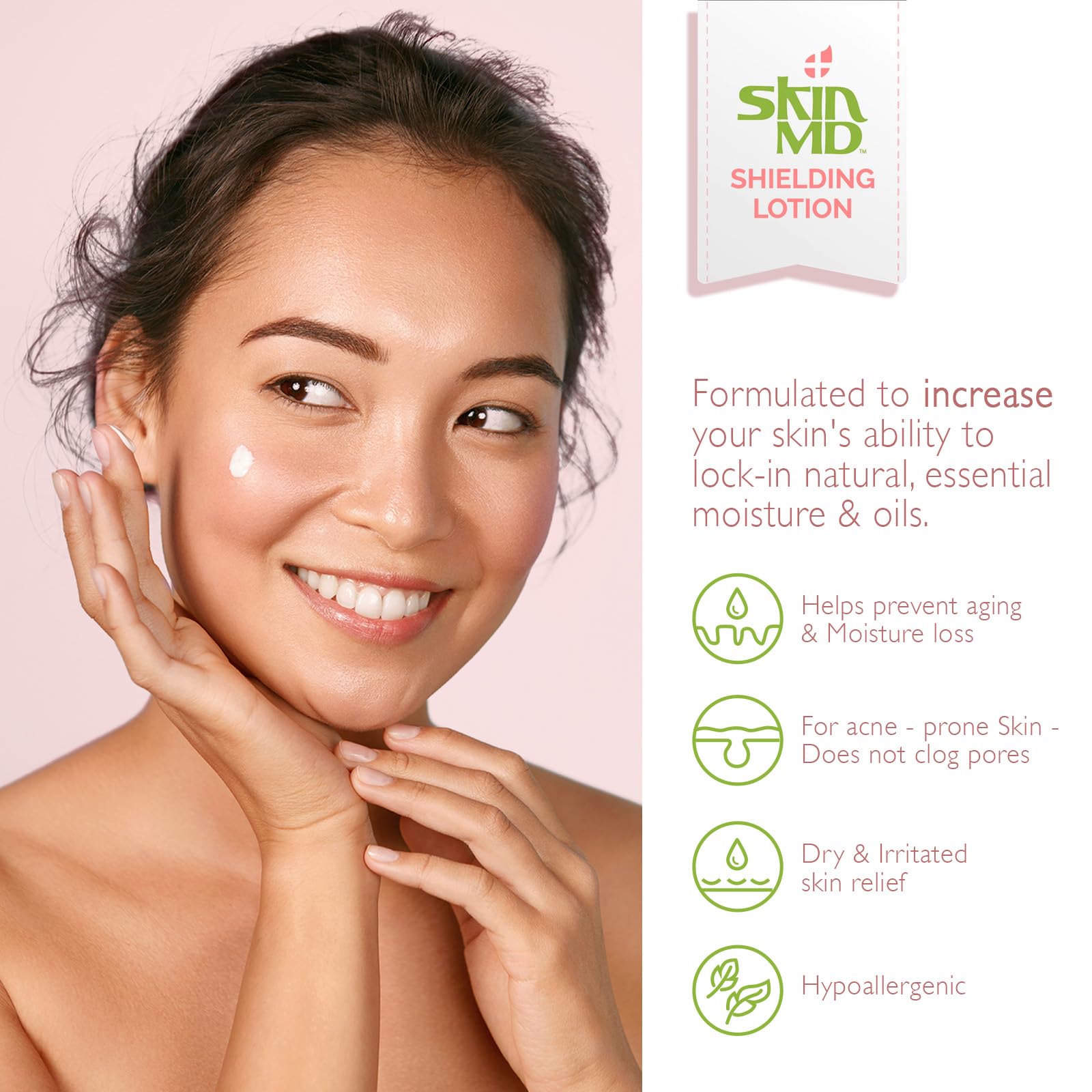 Skin MD Shielding application shows non-greasy, light feel.