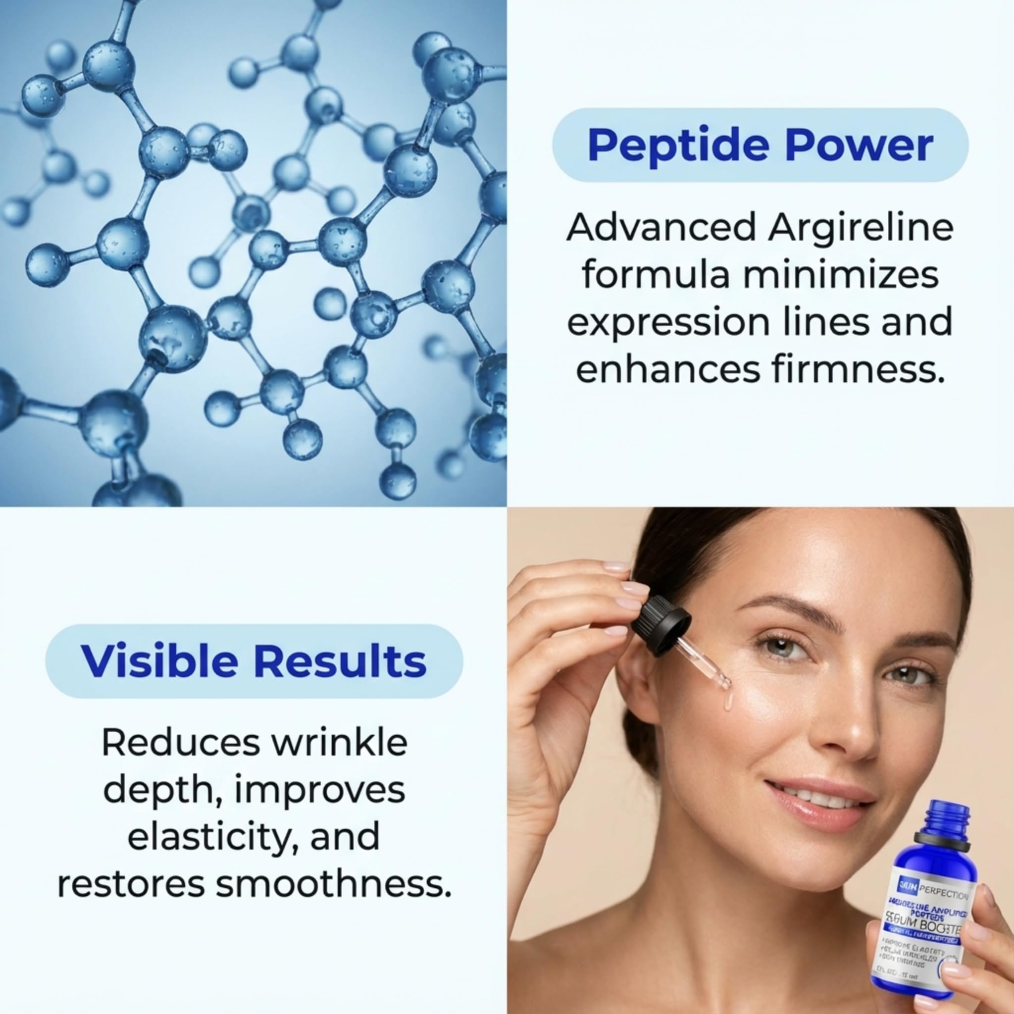 Skin Perfection Argireline Amplified dropper prepared for precise mixing into your cream.