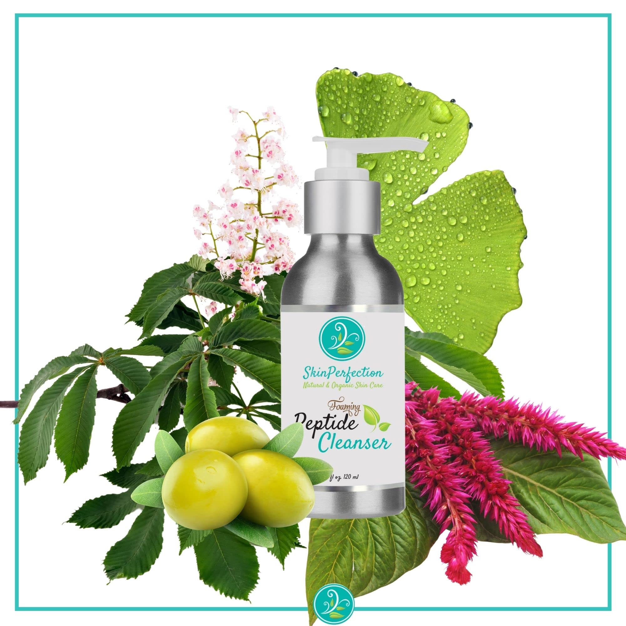 Ingredients list closeup features amaranth and botanicals for antioxidant support.