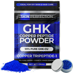 Skin Perfection GHK-Cu powder jar closeup for DIY serums and premium purity