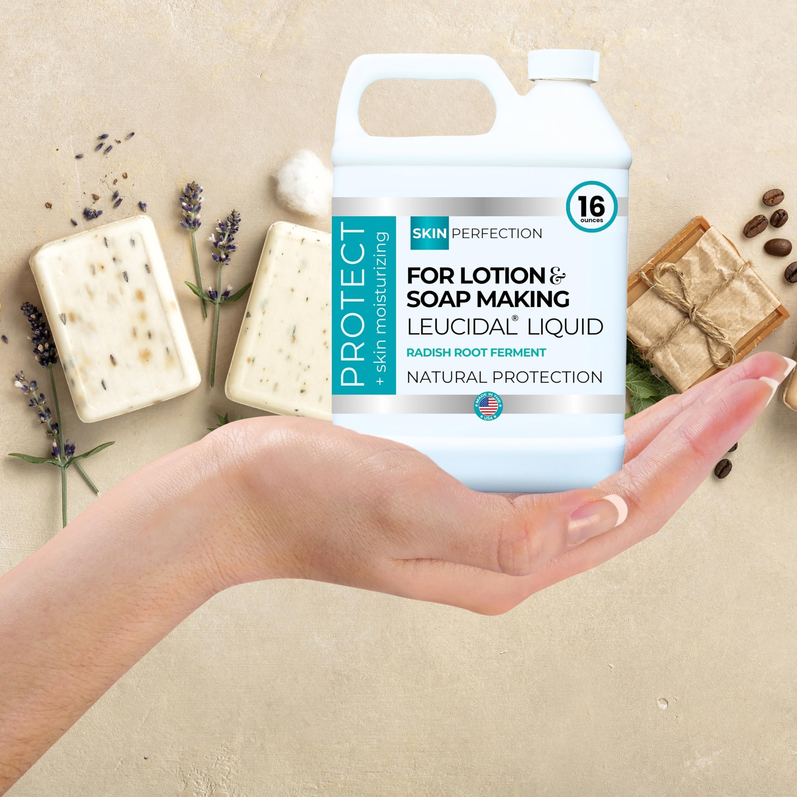 Skin Perfection Leucidal Liquid workbench scene suggests safe, clean formulation practice.