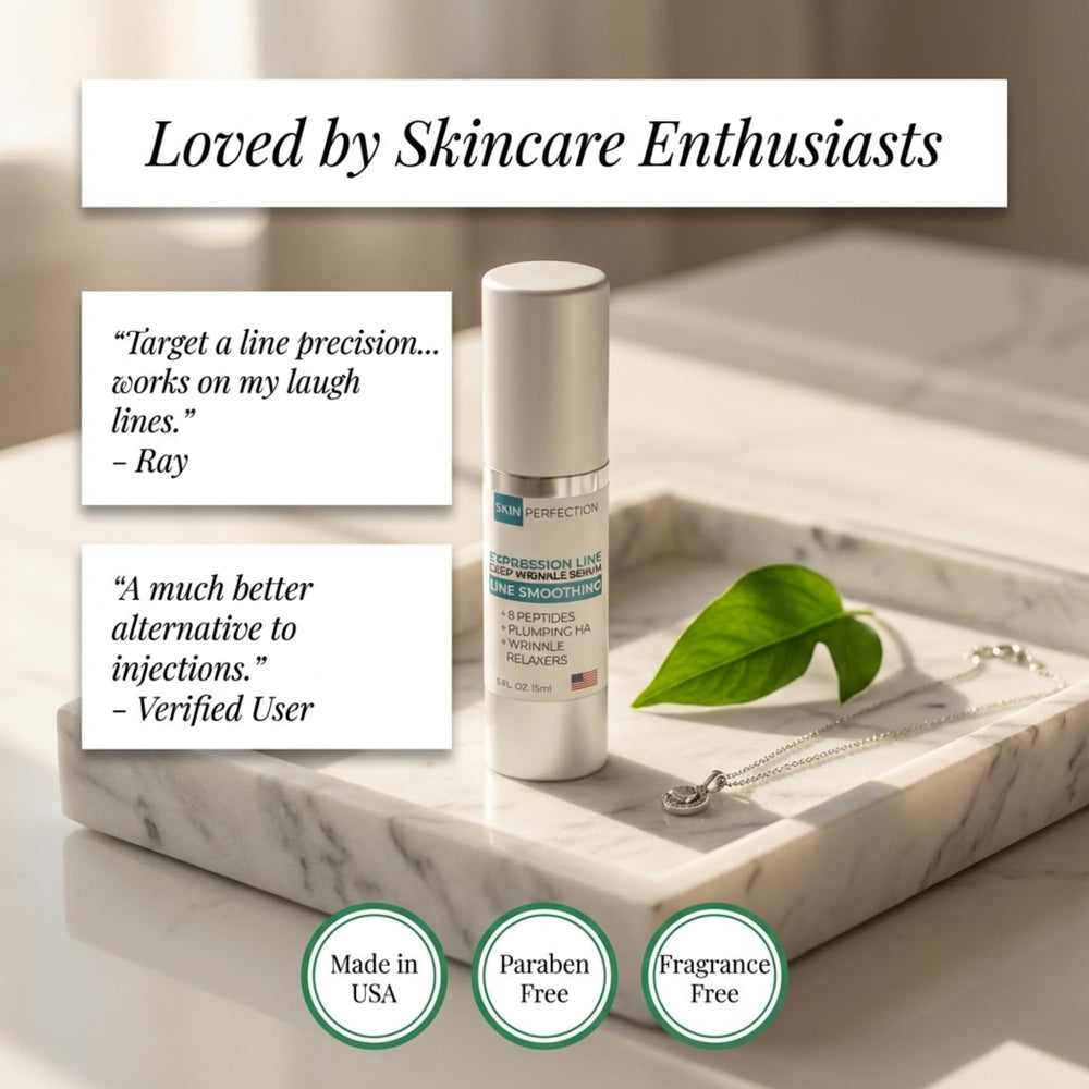 Skin Perfection serum anti-aging peptides demo highlights Matrixyl 3000 and Snap-8
