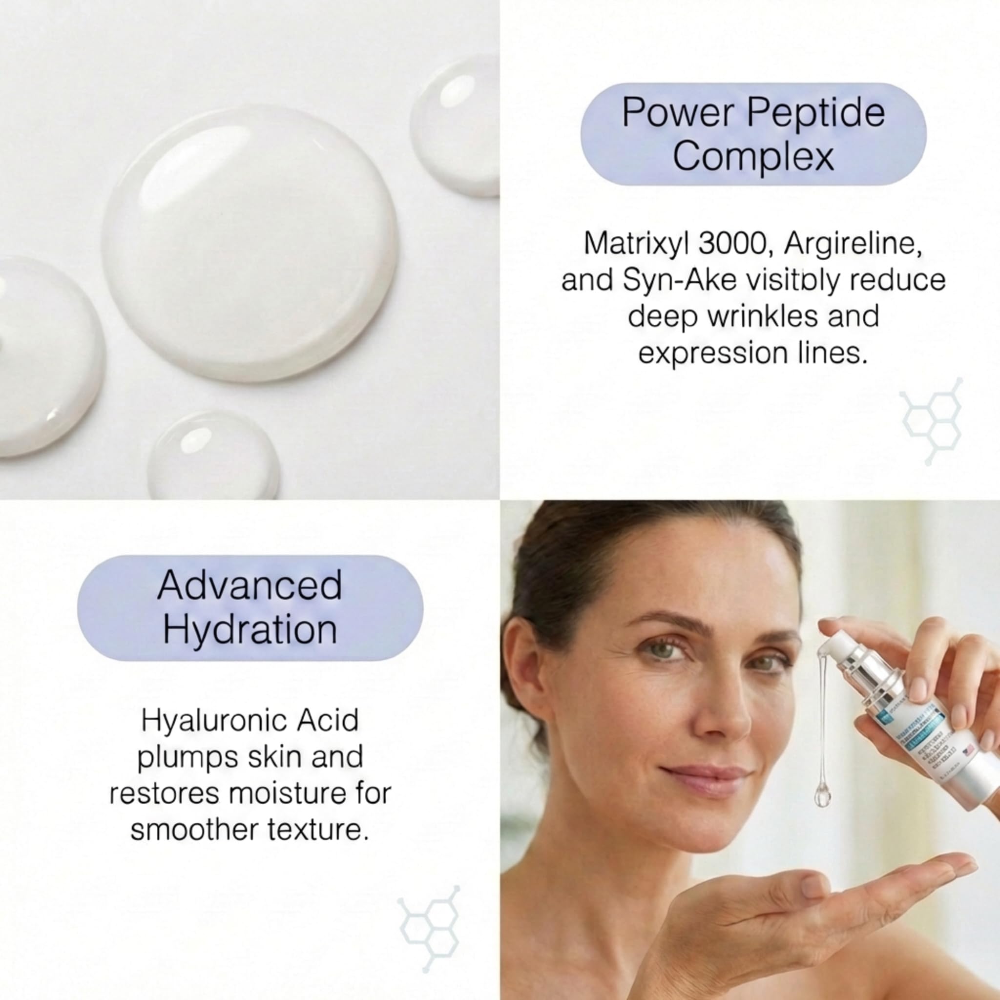 Skin Perfection serum application glide shows smooth, quick absorption for routine use
