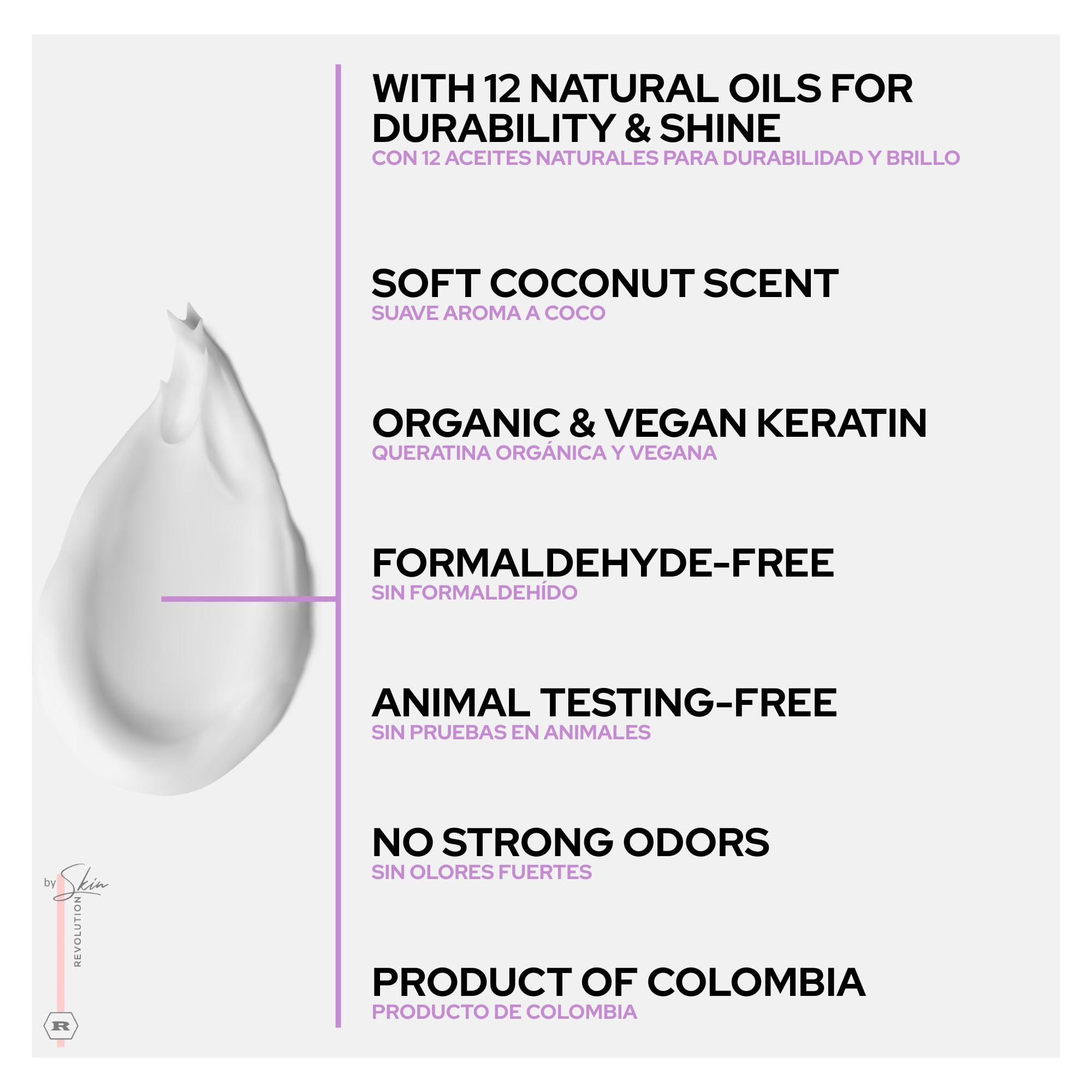 Skin Revolution natural oil blend nourishes and adds shine.