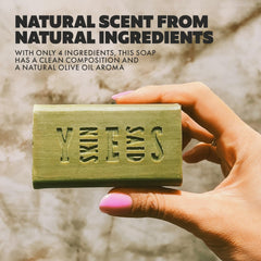 Skin Said Yes olive oil soap bar lather softly for gentle cleanse.