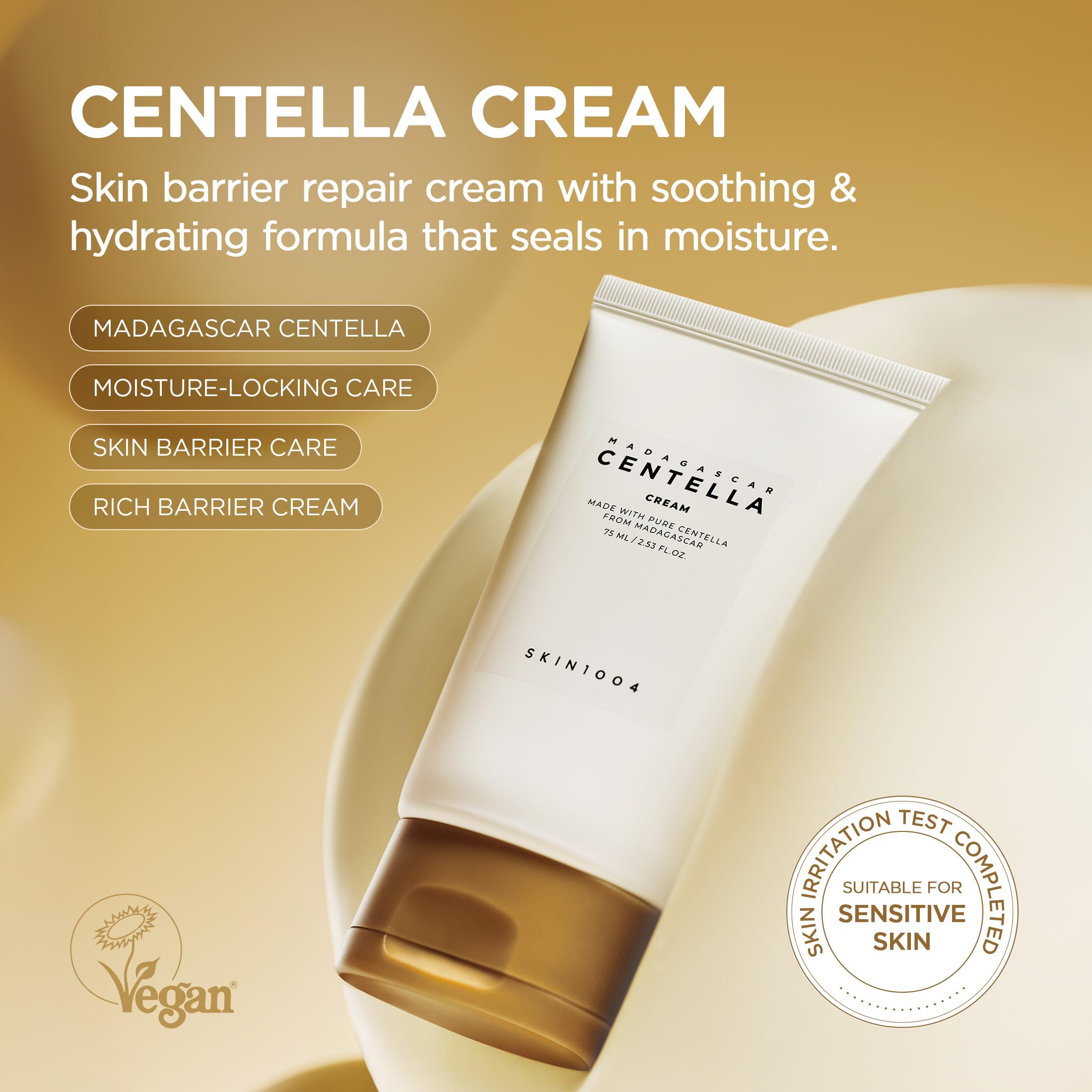 Texture close-up of SKIN1004 Centella Cream showing lightweight gel feel