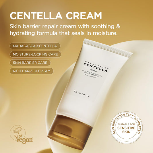 Texture close-up of SKIN1004 Centella Cream showing lightweight gel feel