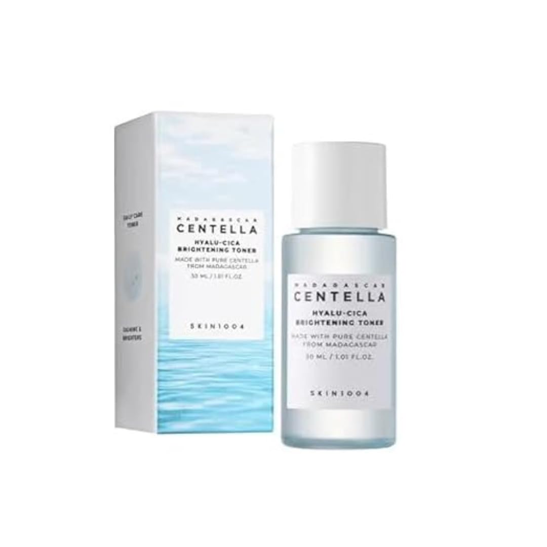 SKIN1004 Madagascar Centella Hyalu-CICA Toner bottle close-up for soothing hydration.