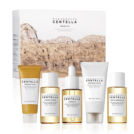 SKIN1004 Madagascar travel kit packaging shows compact, on-the-go skincare.