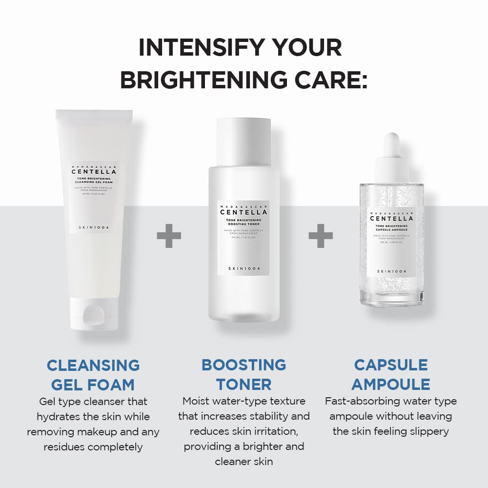 Morning skincare ritual with SKIN1004 Madagascar Centella Brightening Ampoule for calm, refreshed skin.