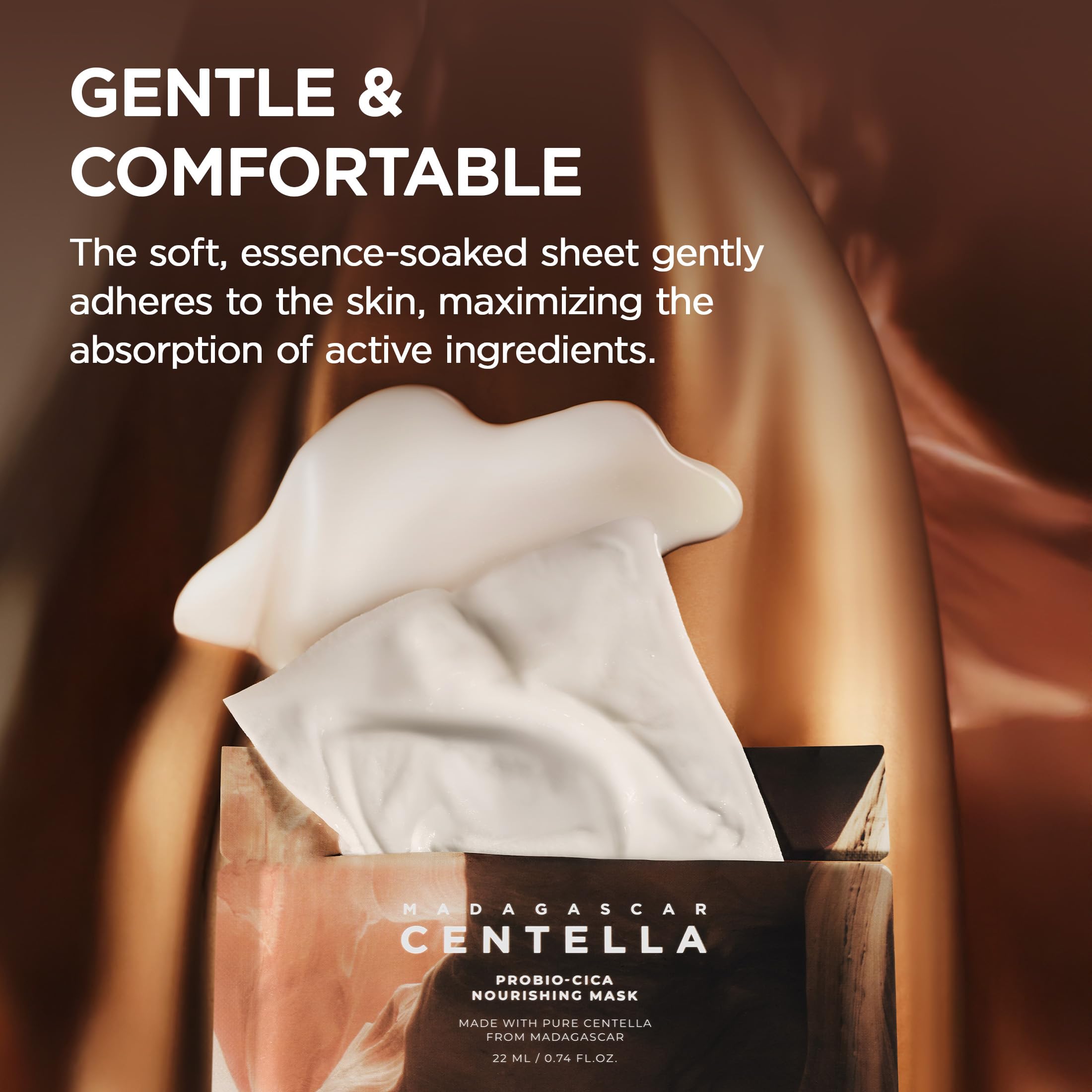 Application on cheek demonstrates comfortable fit of SKIN1004 Probio-Cica Mask