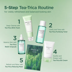 SKIN1004 Tea-Trica Relaxing Mask table-top setup suggests calm self-care moment