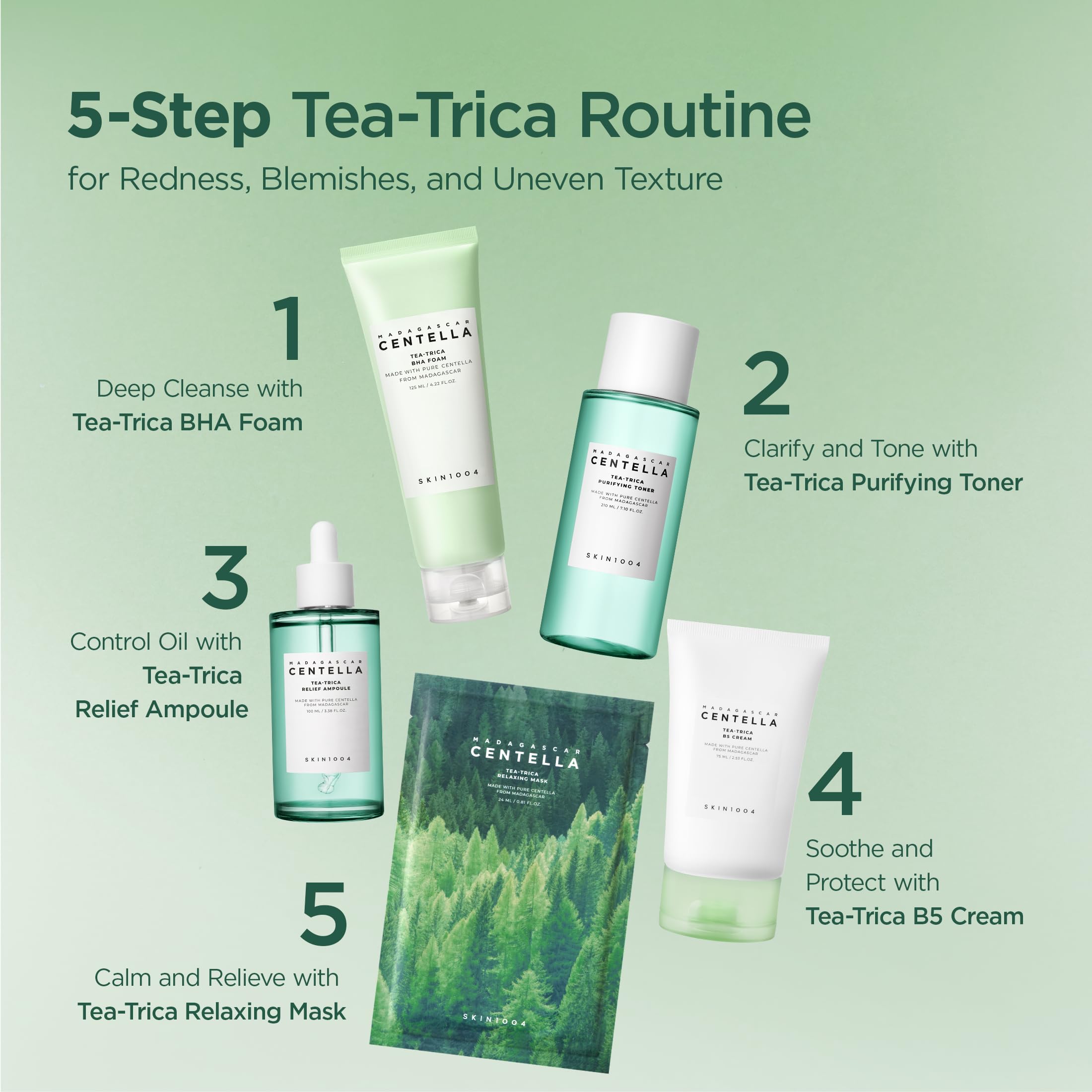 Hands applying SKIN1004 Tea-Trica Spot Cream on a blemish for targeted care.